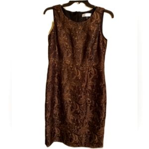 KASPER Sz 8 Sheath Black Gold Dress